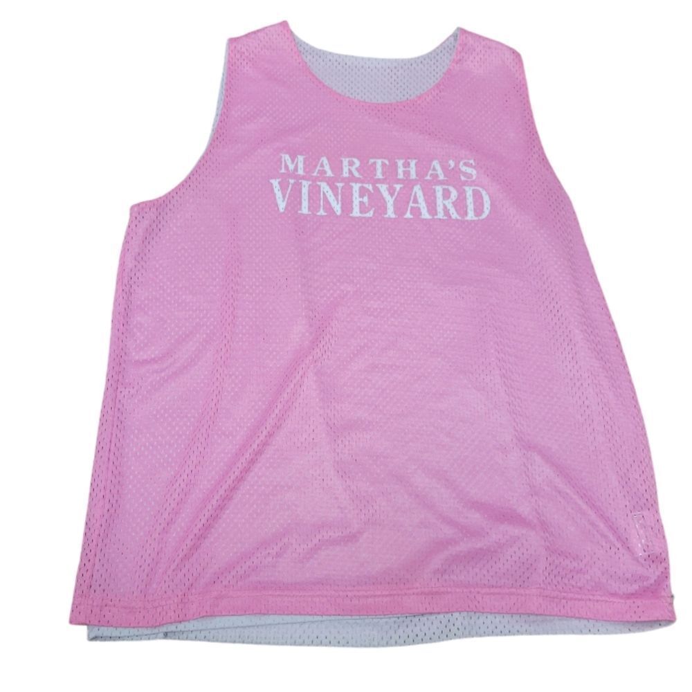 Womens Martha’s Vineyard Mesh Jersey Tank Top Pink White XL